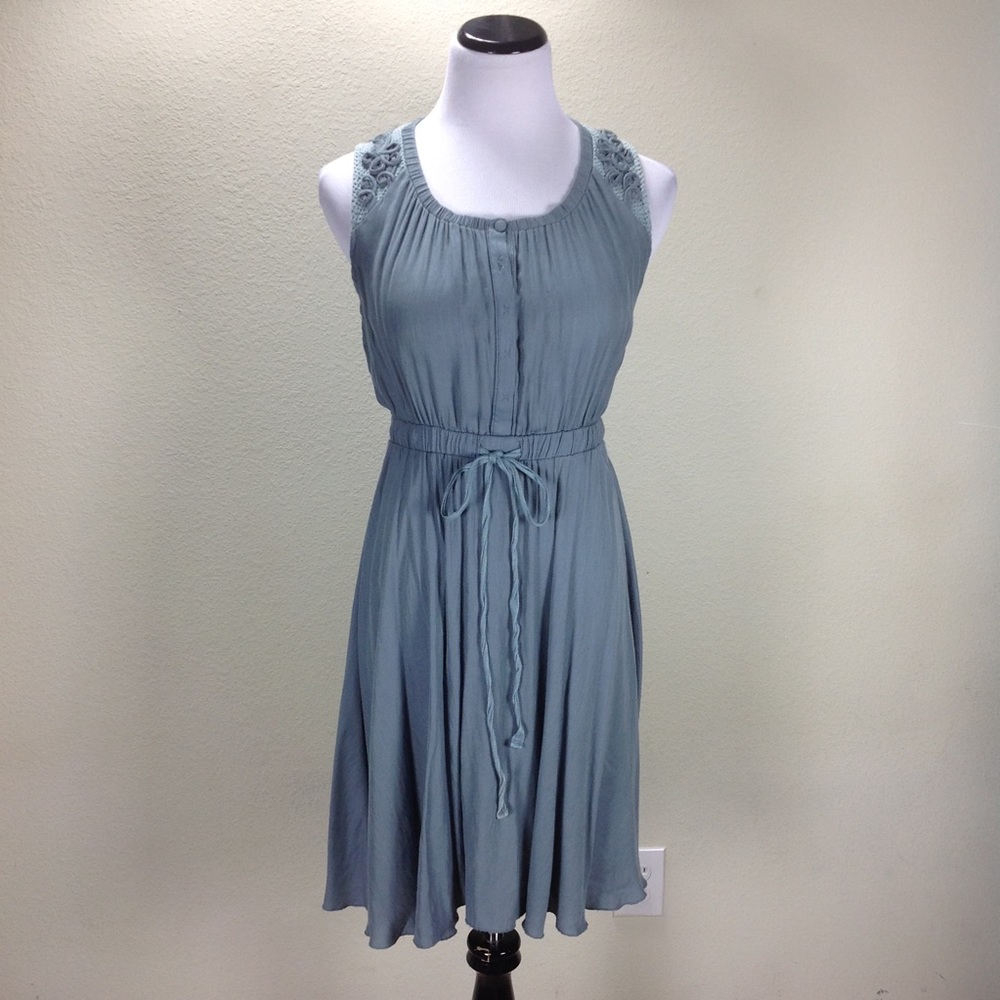Esley Blue Sleeveless Drawstring Waist Dress